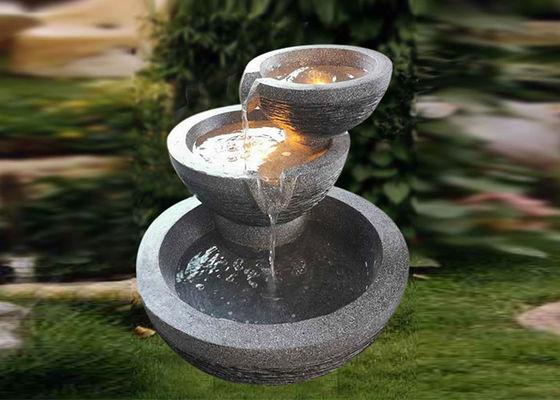 China Olhar de pedra natural conduzido bacias da fonte da cachoeira da fibra de vidro três fornecedor